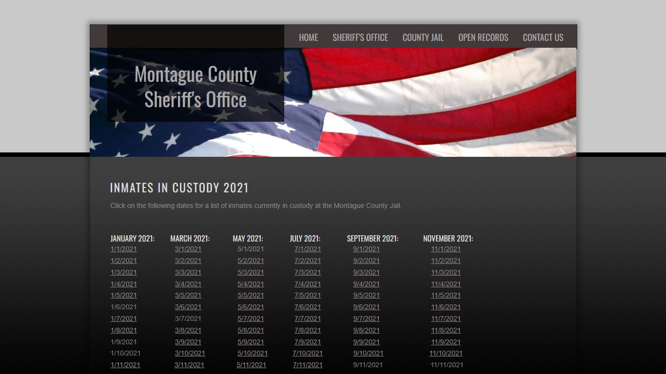 Inmates In Custody 2021 - Montague County Sheriff's Office