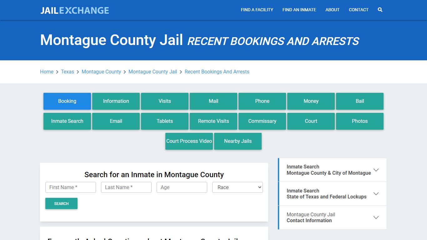 Montague County Jail Recent Bookings And Arrests - Jail Exchange