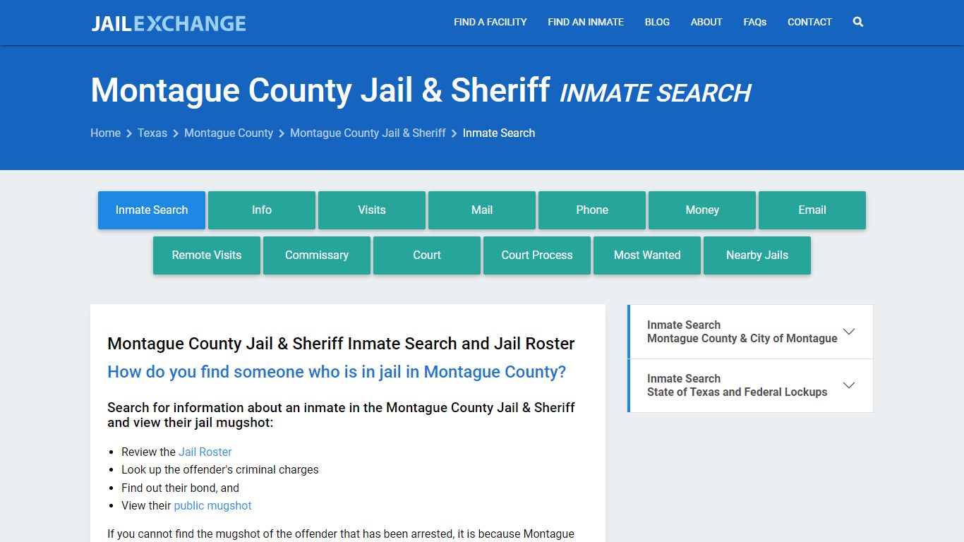 Montague County Jail & Sheriff Inmate Search - Jail Exchange