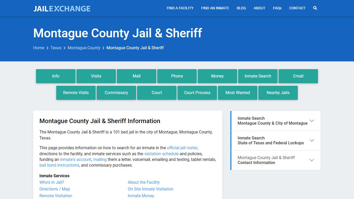 Montague County Jail & Sheriff, TX Inmate Search, Information